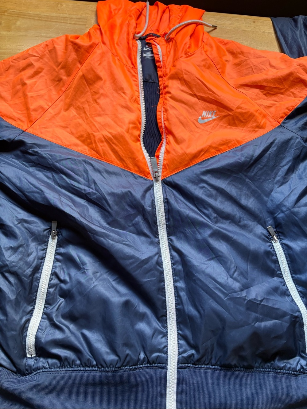 Nike Men’s Orange and Navy Colorblock Bomber Jacket